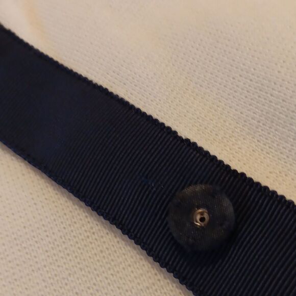 Winser London Elegant White Sweater/Jacket with Navy Accents. Preppy. Nautical. - Picture 8 of 10